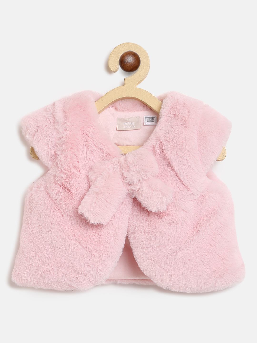 Faux Fur Sleeveless Jacket - Pink-White